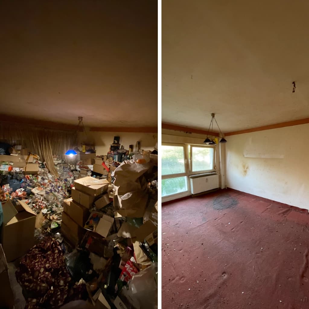 Vorher-Nachher einer Messie-Wohnung in Coswig — Entrümpelung für Vermieter in Dresden