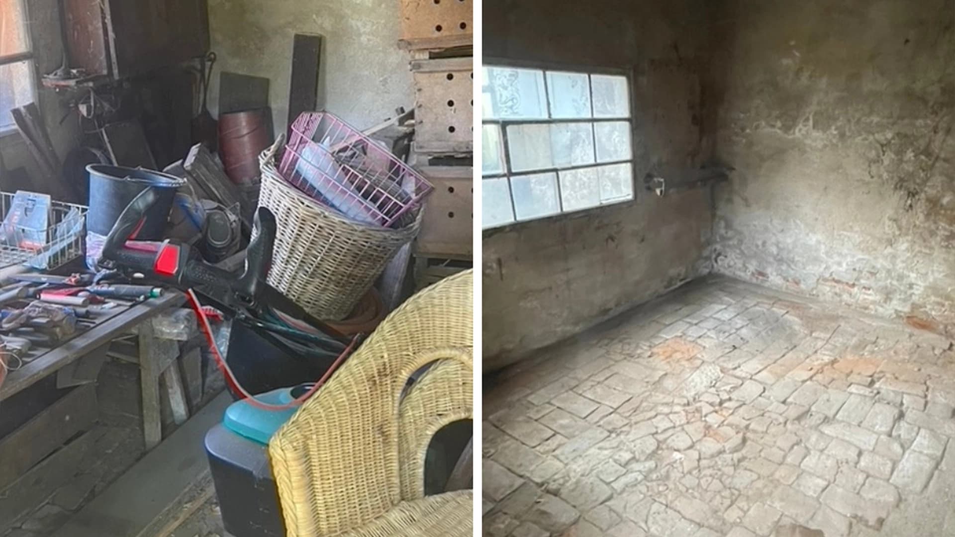 Vorher-Nachher einer Keller-Entrümpelung in Cotta, Dresden — leere Kellerwerkstatt vor dem Hausverkauf