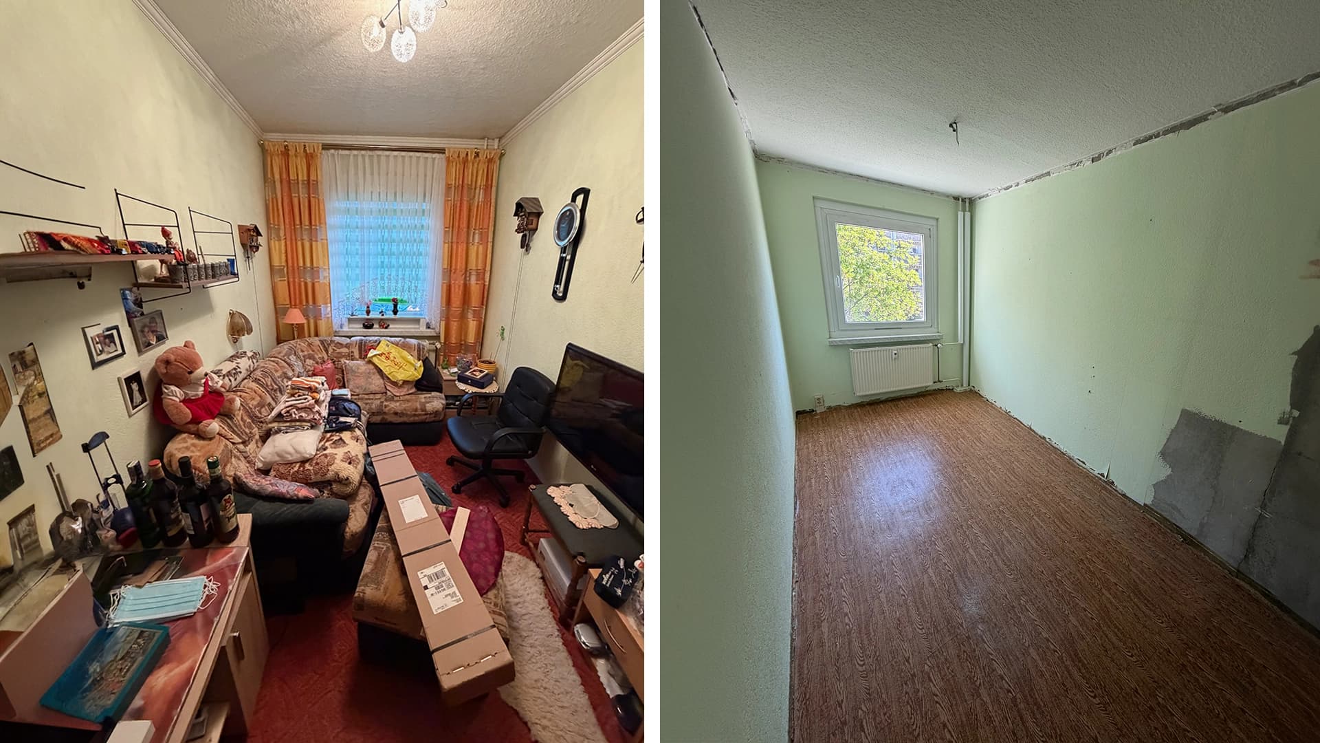 Vorher-Nachher einer Entrümpelung in Dresden-Löschwitz