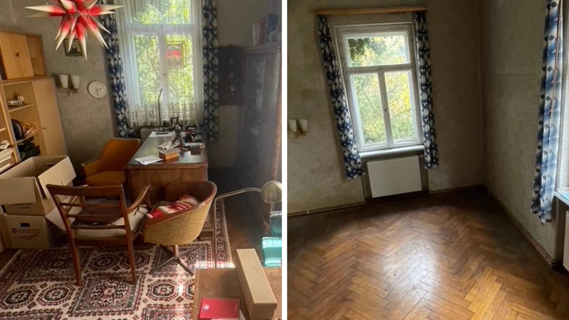 Vorher-Nachher einer Entrümpelung nahe der Albertstadt in Dresden — Arbeitszimmer in Kasernenwohnung