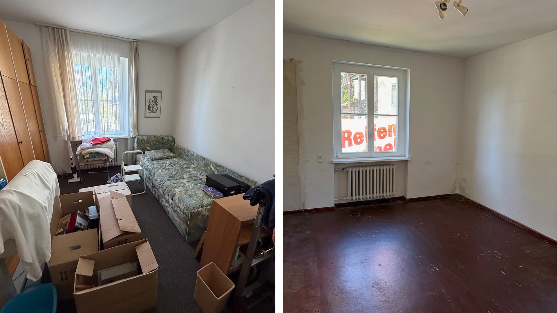 Vorher-Nachher einer Entrümpelung in Freital